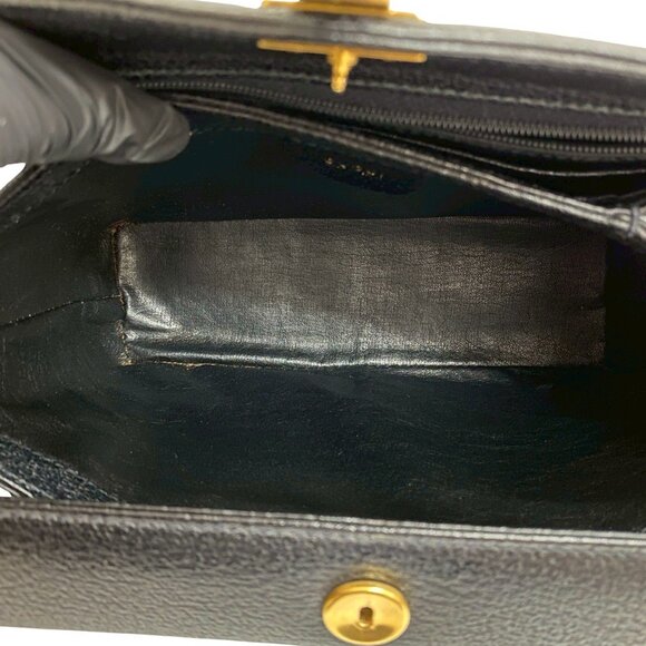 GUCCI Authentic Black Leather Bamboo Shoulder Bag - Picture 9 of 10